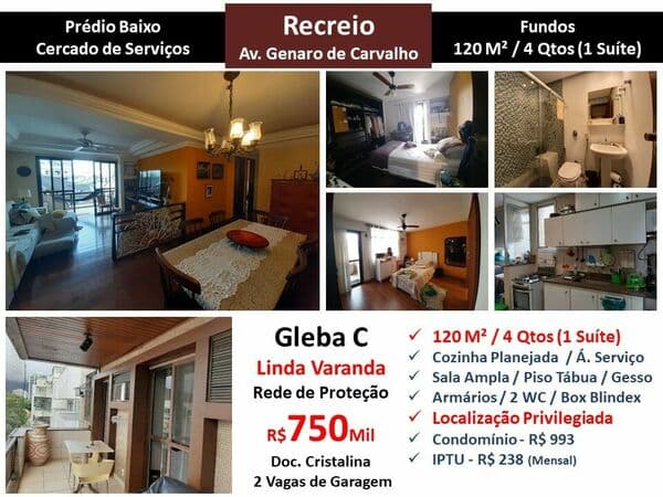 Apto Recreio Gleba C Genaro de Carvalho 120M²