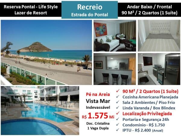 Apto Recreio Praia Reserva Pontal 90M²