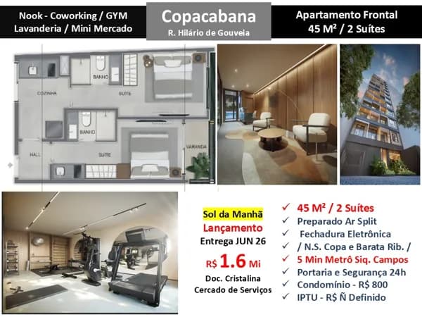 Apto Copacabana Hilário de Gouveia Nook 45M²