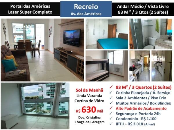 Apto Recreio Portal das Américas 83M²
