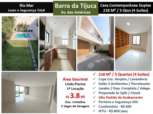 Casa Barra da Tijuca Rio Mar 218M²