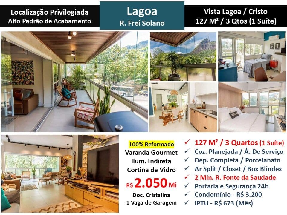 Apto Lagoa Frei Solano 127M²