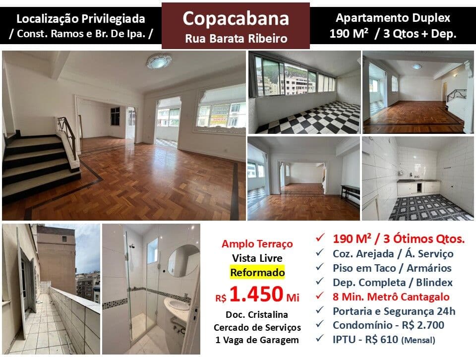 Apto Copacabana Barata Ribeiro 190M²