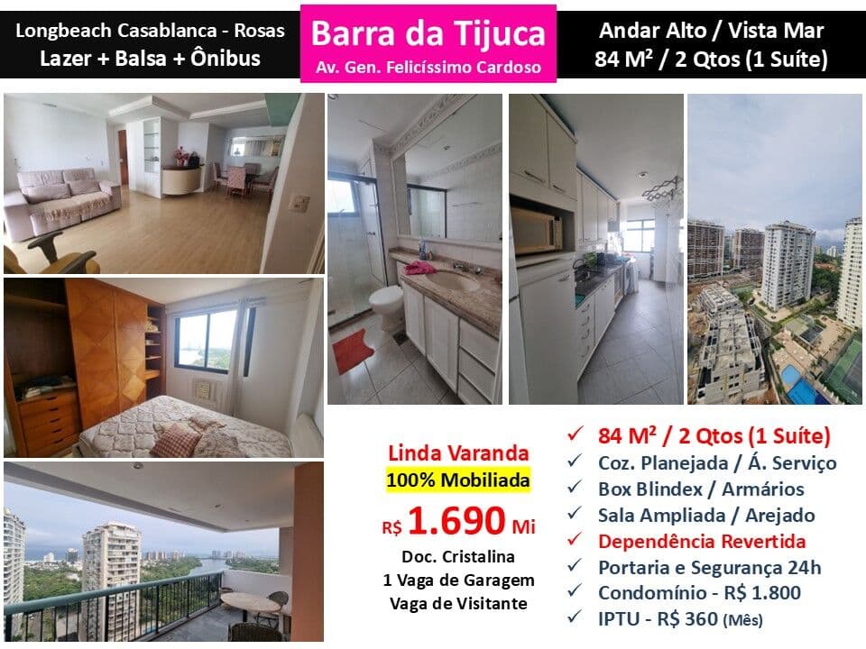 Apto Barra da Tijuca Rosas LongBeach Casablanca 84M²