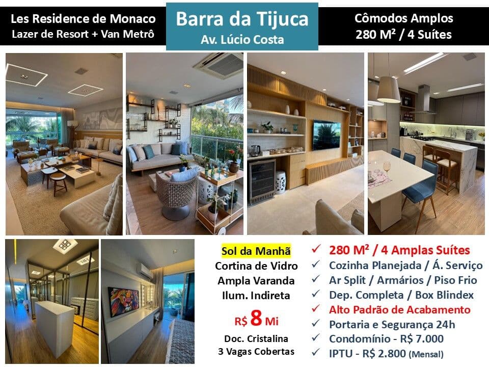Apto Barra da Tijuca Praia Mônaco 280M²