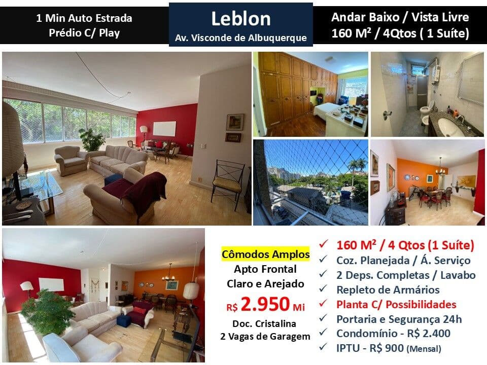 Apto Leblon Visconde de Albuquerque 160M²