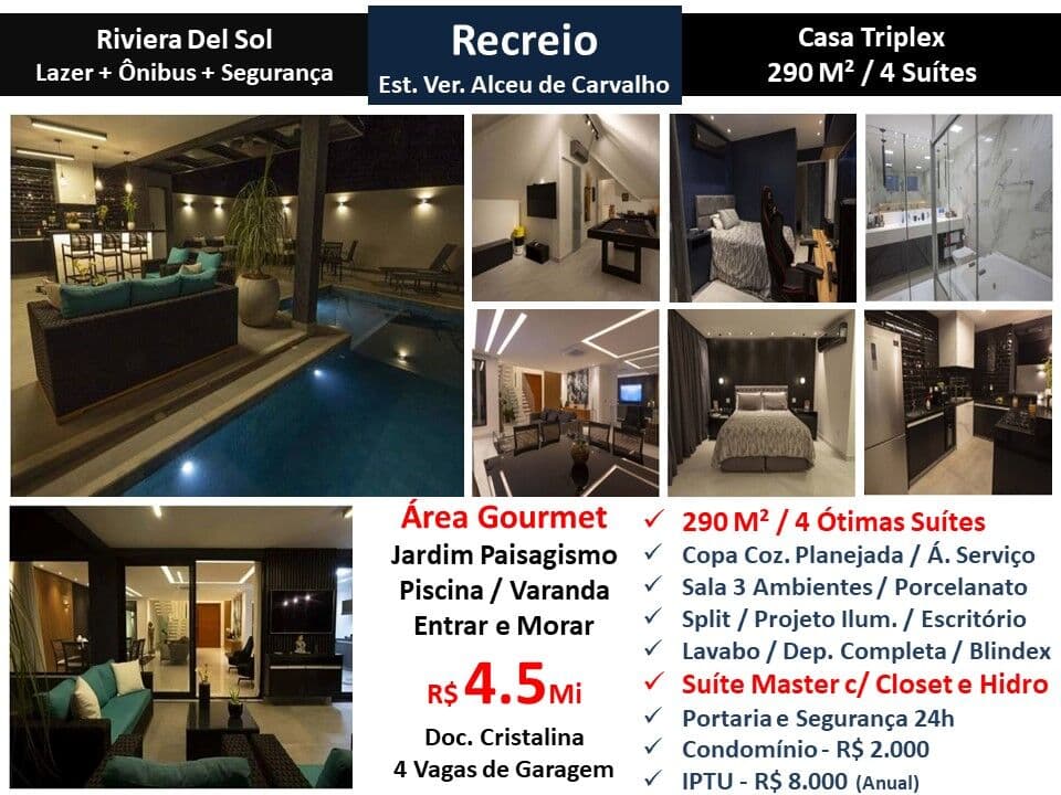 Casa Recreio Riviera Del Sol 290M²