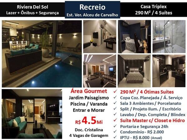 Casa Recreio Riviera Del Sol 290M²
