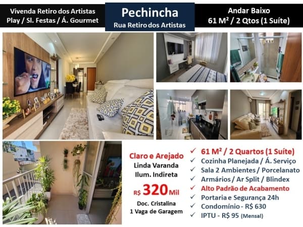 Apto JPA Pechincha Vivenda Retiro dos Artistas 61M²