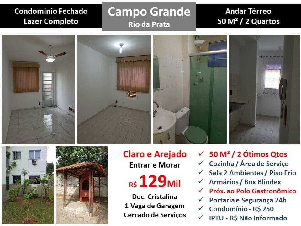 Apto Campo Grande Rio da Prata 50M²