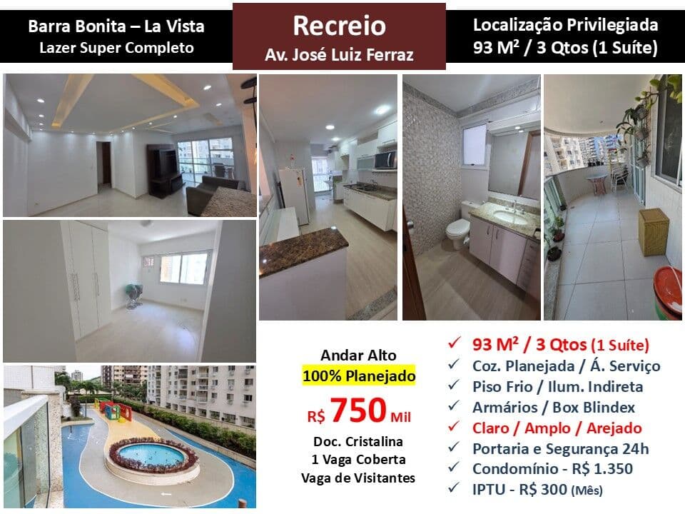 Apto Recreio Barra Bonita La Vista 93M²