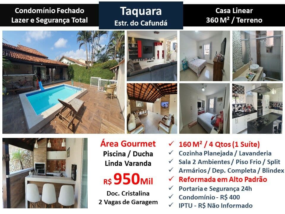 Casa JPA Taquara Cafunda 160M² Linear
