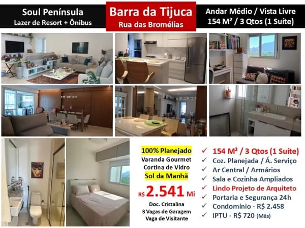 Apto Barra da Tijuca Peninsula Soul 154M²