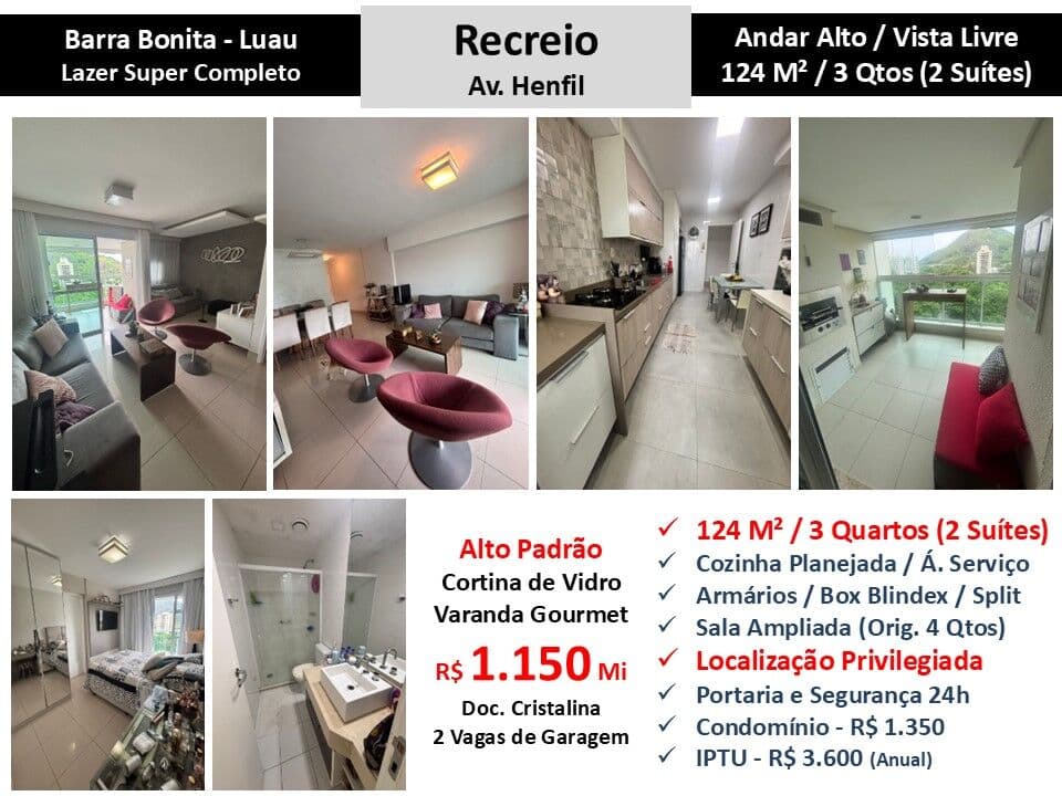 Apto Recreio Barra Bonita Luau 124M² 2