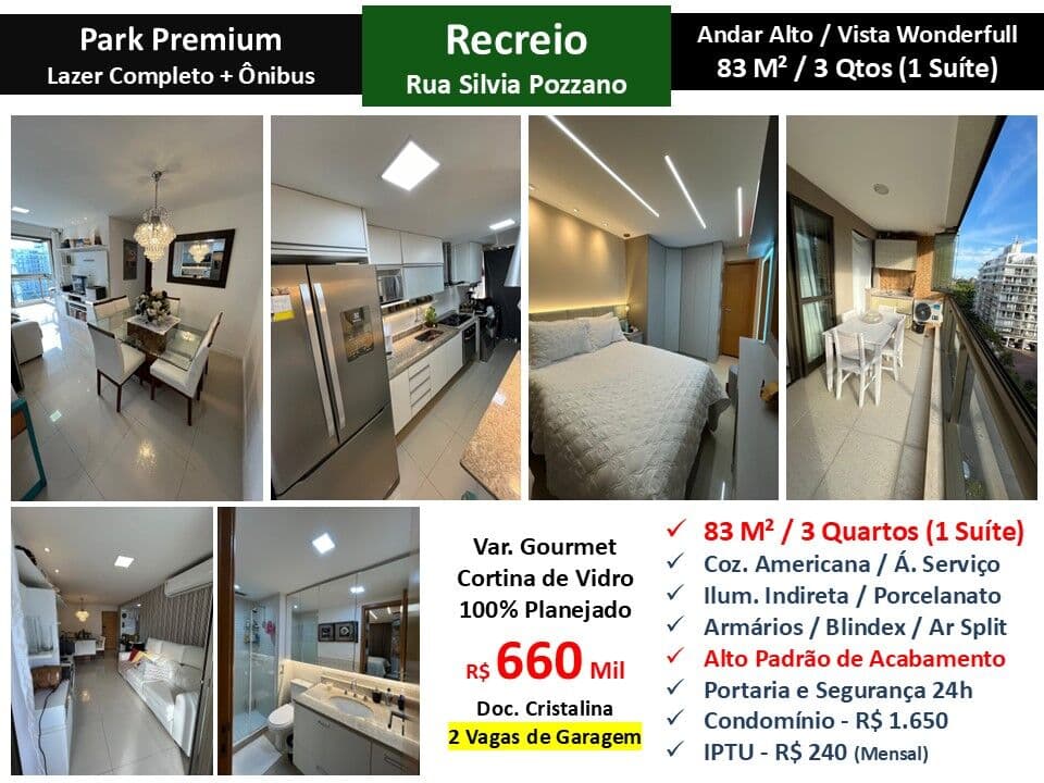Apto Recreio Zico Park Premium 83M²