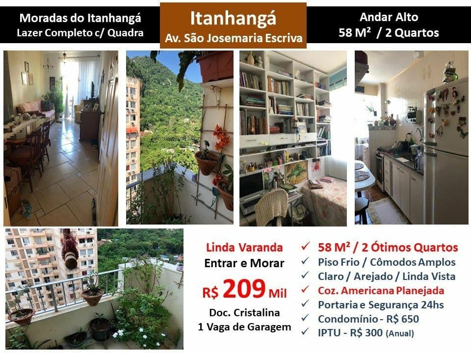 Apto Barra da Tijuca Itanhangá Moradas do Itanhangá 58M²