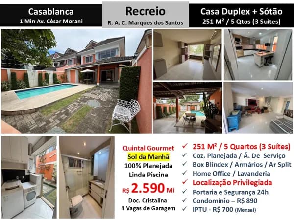 Casa Recreio Casablanca 251M²