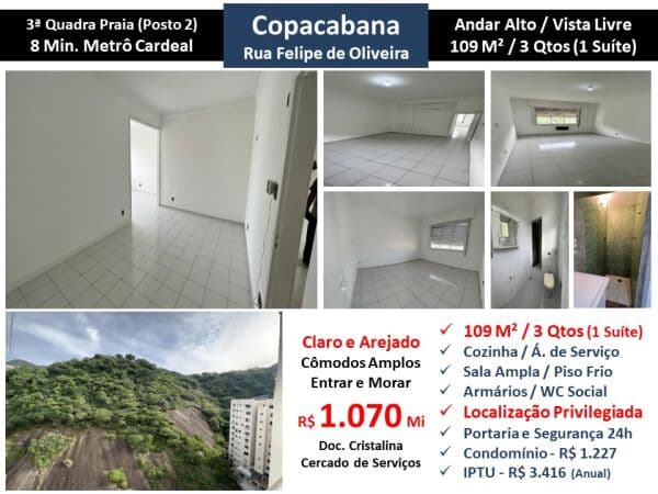 Apto Copacabana Felipe de Oliveira 109M²