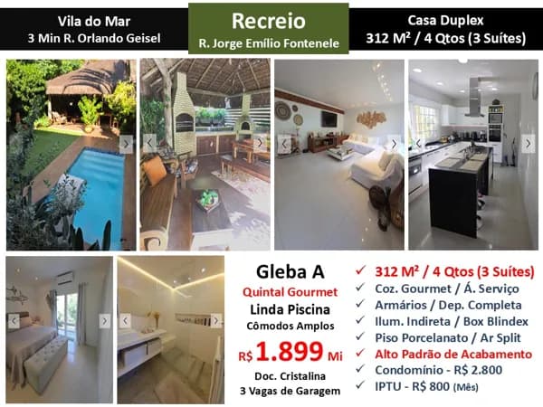 Casa Recreio Gleba A Jorge Emílio Fontenele Vila do Mar 312M²