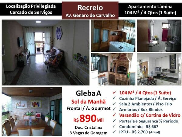 Apto Recreio Gleba A Genaro de Carvalho 104M² 2