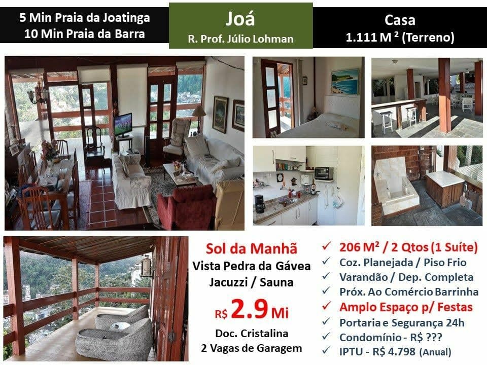 Casa Barra da Tijuca Joá Júlio Lohman 206M²