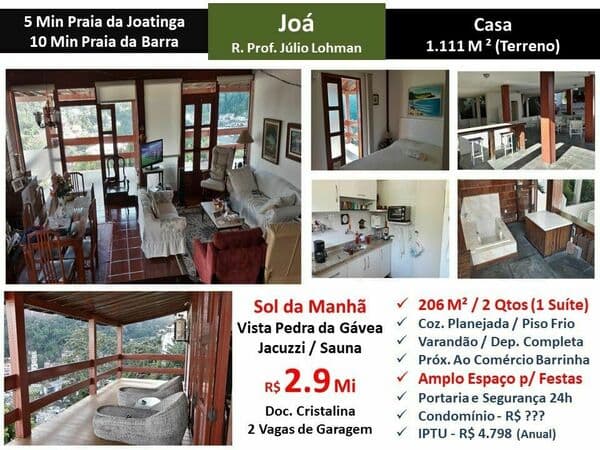 Casa Barra da Tijuca Joá Júlio Lohman 206M²