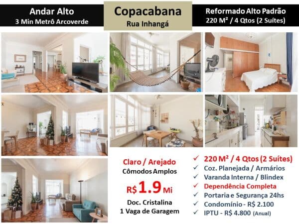 Apto Copacabana Inhangá 220M²