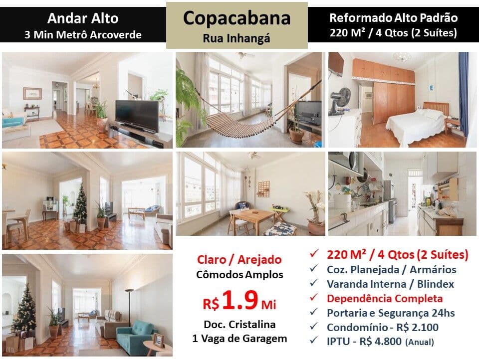 Apto Copacabana Inhangá 220M²