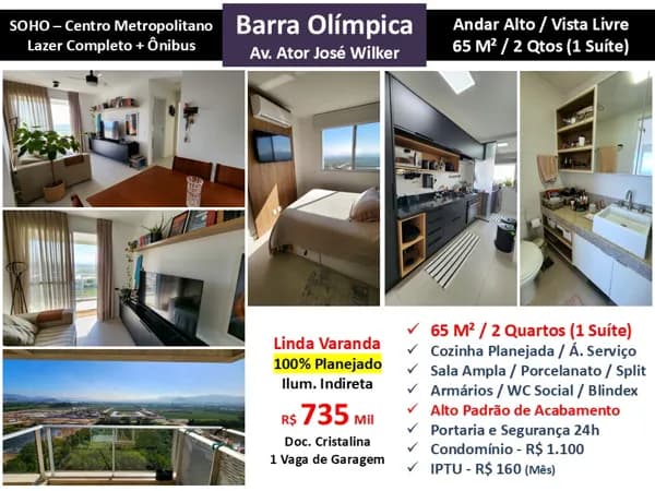 Apto Barra da Tijuca Centro Metropolitano Soho 65M²