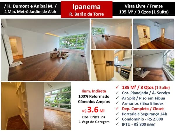 Apto Ipanema Barão da Torre 135M²