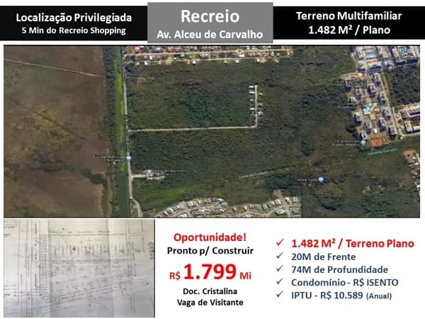 Terreno Recreio Alceu de Carvalho 1482M²