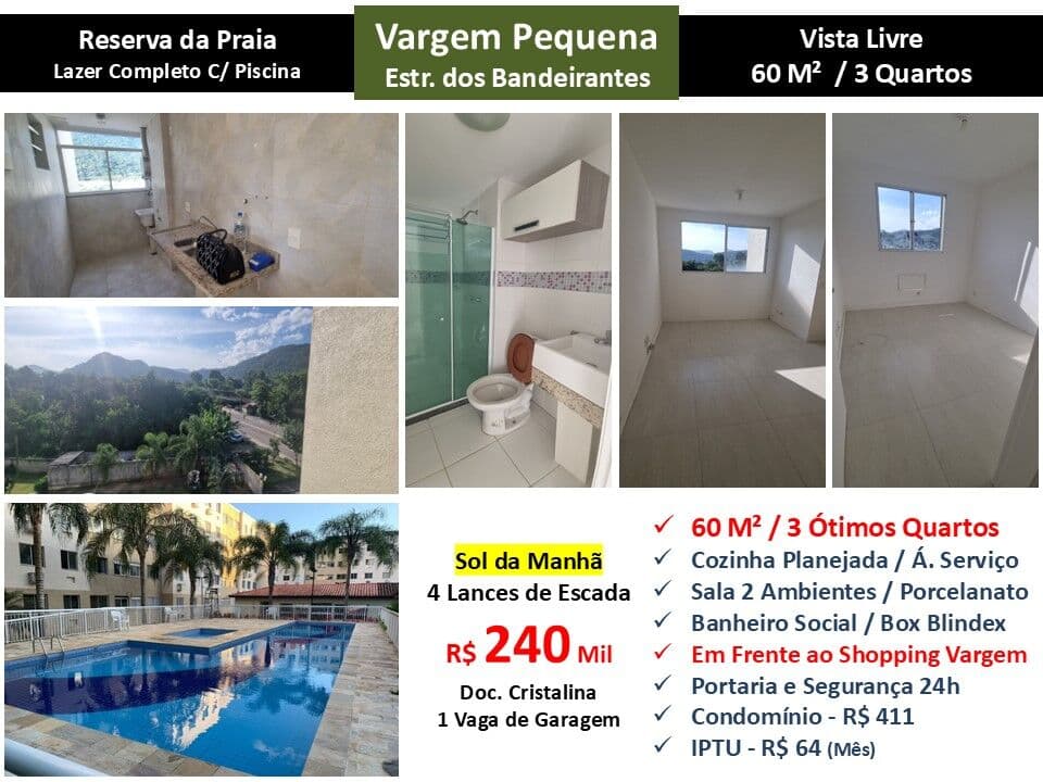 Apto Vargem Pequena Reserva da Praia 60M²