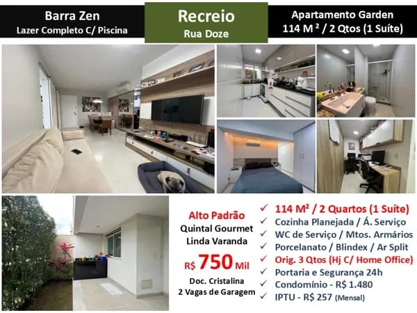 Apto Recreio Barra Zen 114M² Garden