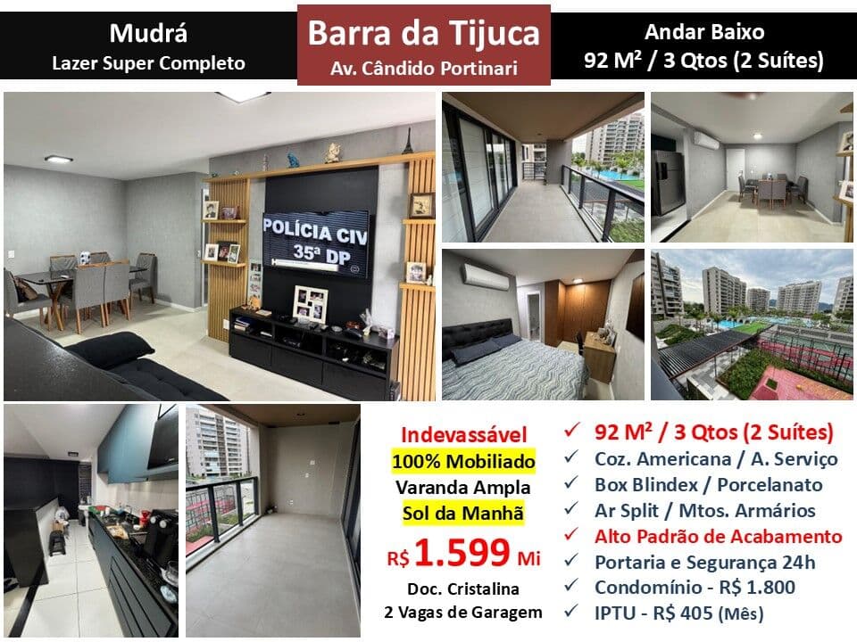 Apto Barra da Tijuca Mudrá 92M² 2