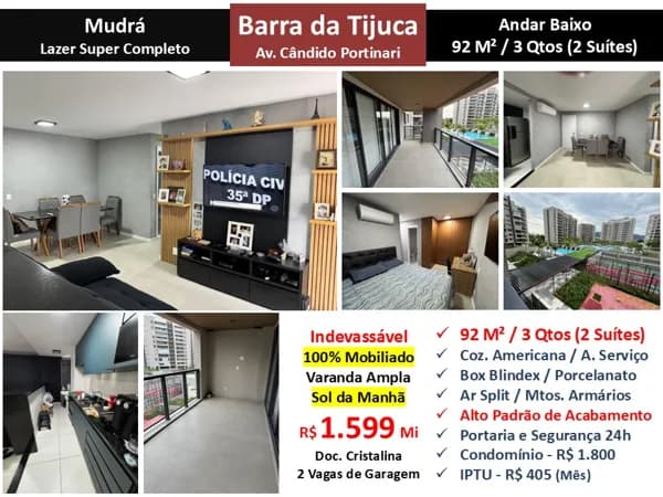 Apto Barra da Tijuca Mudrá 92M² 2
