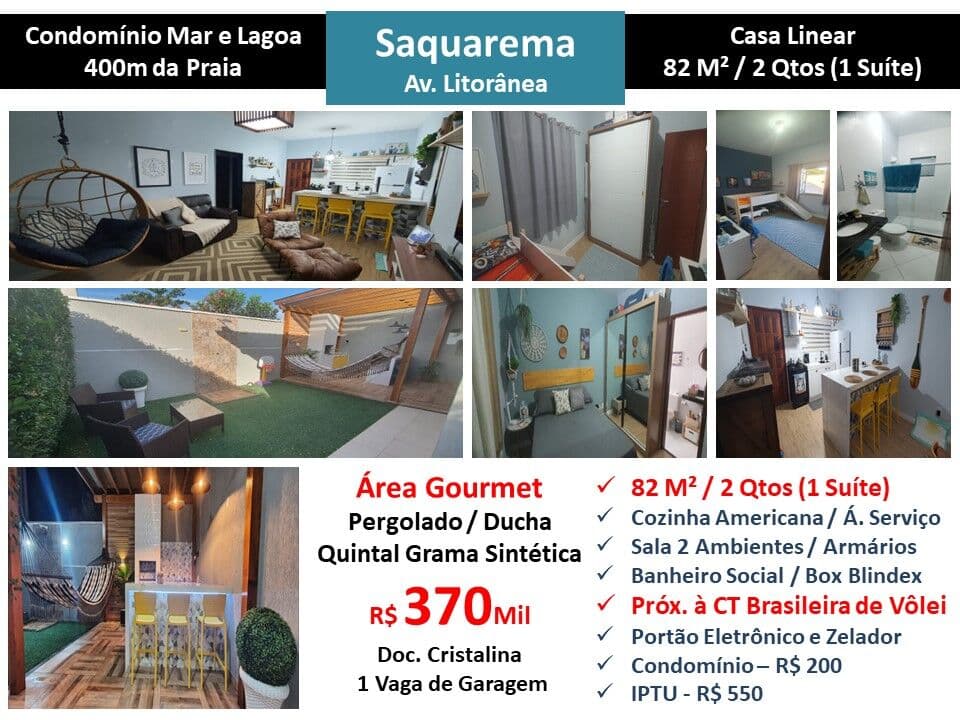 Casa Saquarema Litorânea 82M² Linear