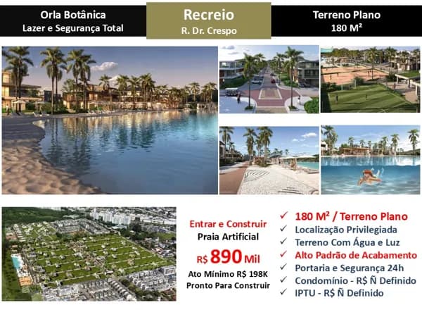 Terreno Recreio Orla Botânica 180M²