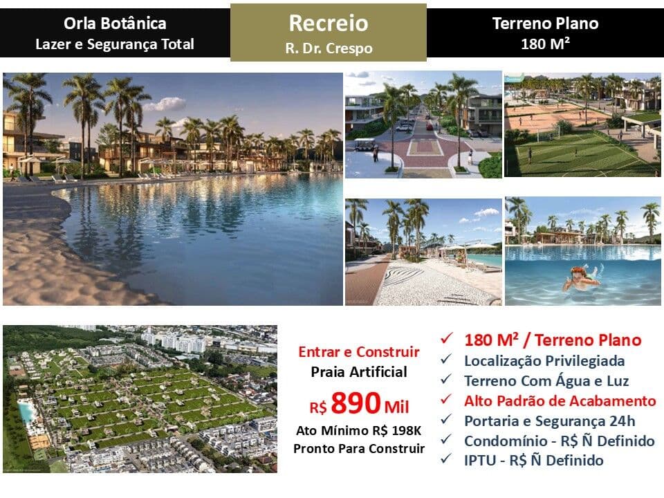 Terreno Recreio Orla Botânica 180M²