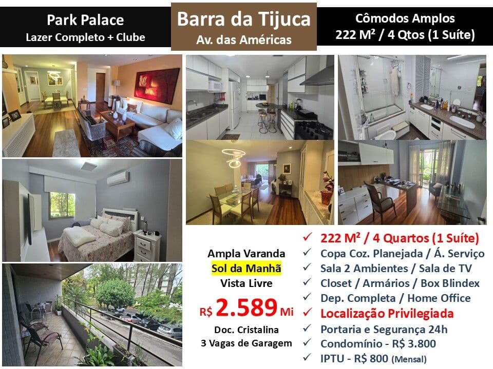 Apto Barra da Tijuca Park Palace 222M²
