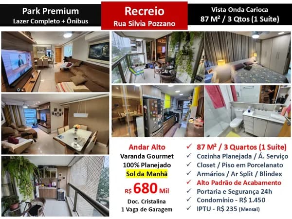 Apto Recreio Zico Park Premium 87M²