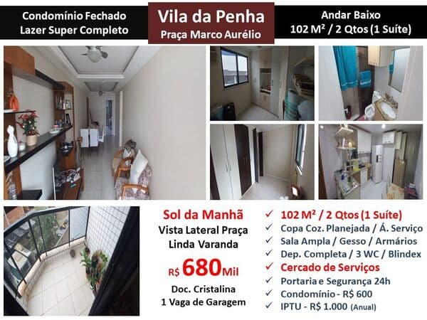 Apto Vila da Penha Praça Marco Aurélio 102M²