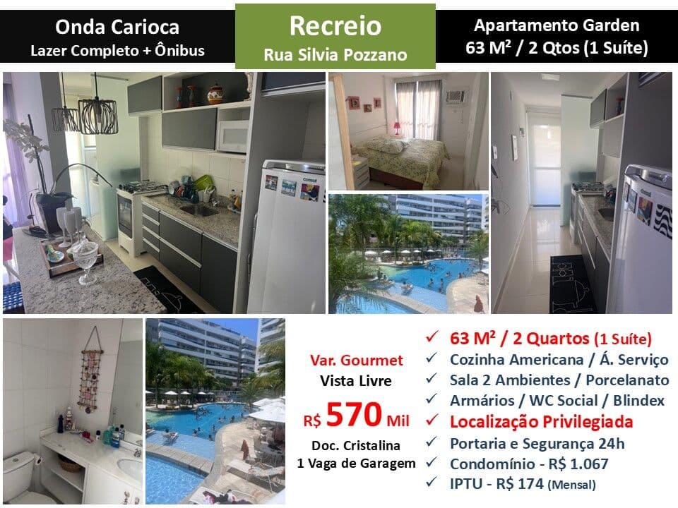 Apto Recreio Zico Onda Carioca 63M² Garden