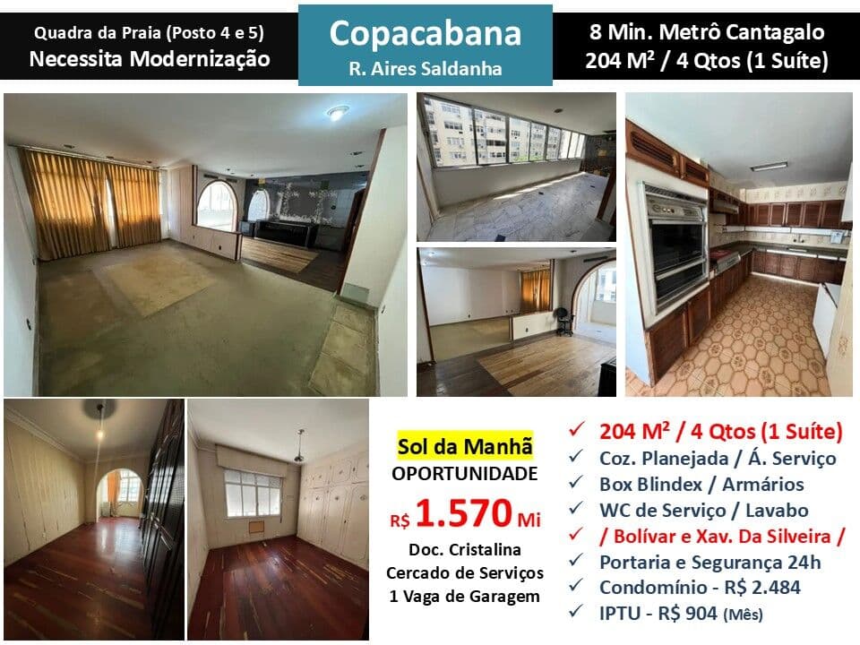 Apto Copacabana Aires Saldanha 204M²
