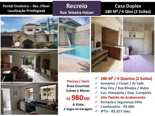 Casa Recreio Res. Oliver 280M²
