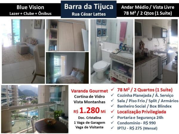 Apto Barra da Tijuca Blue Vision 78M²
