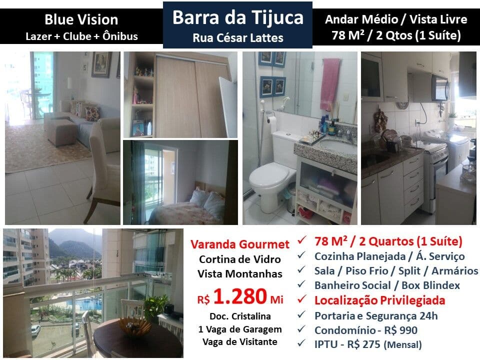 Apto Barra da Tijuca Blue Vision 78M²