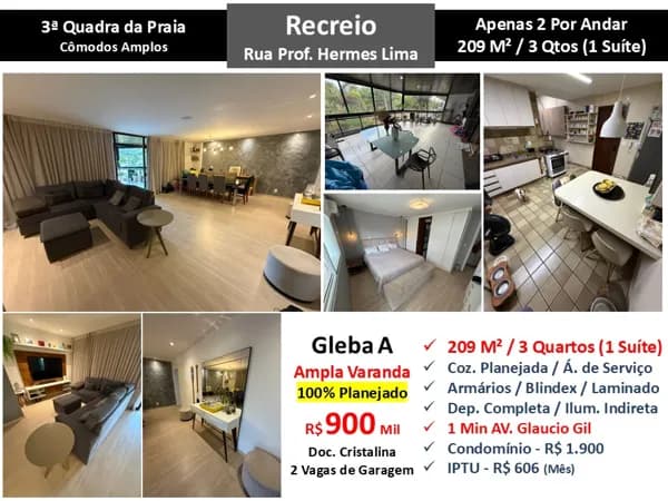 Apto Recreio Gleba B Hermes de Lima 209M²