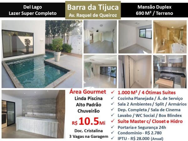 Casa Barra da Tijuca Del Lago 1000M²