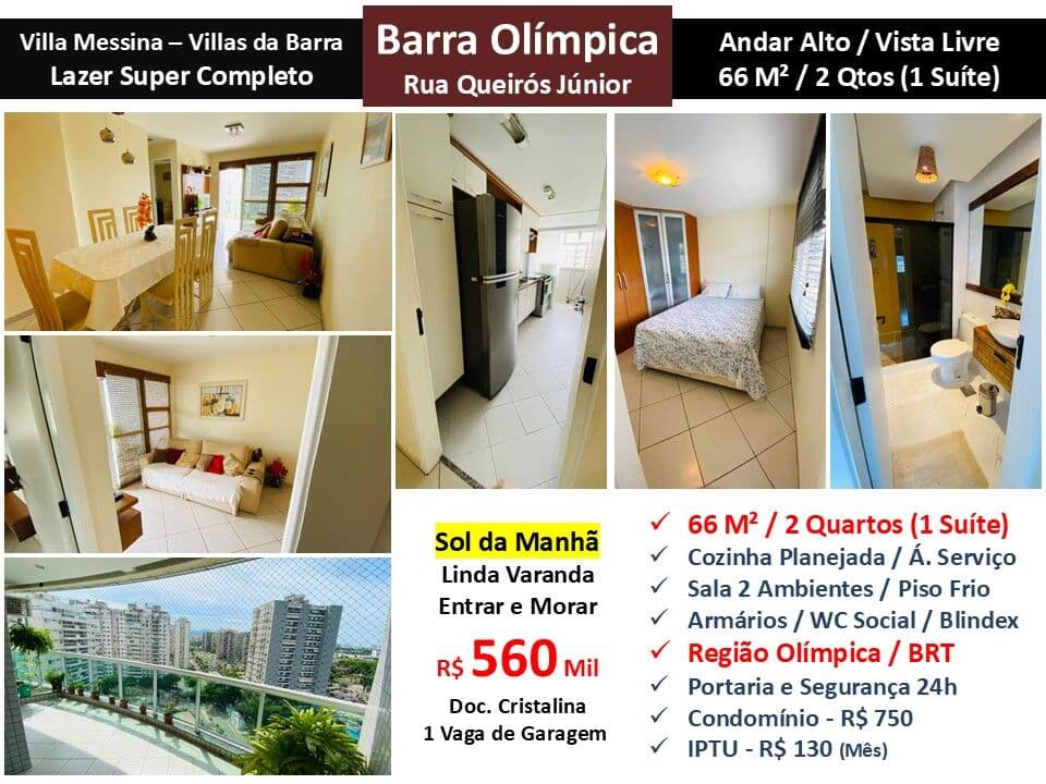 Apto Barra Olímpica Vilas da Barra Villa Messina 66M²