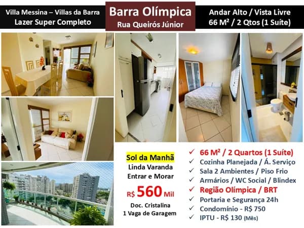 Apto Barra Olímpica Vilas da Barra Villa Messina 66M²